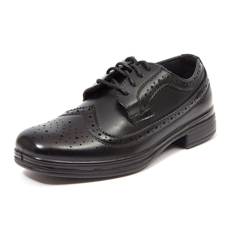 Deer Stags Boys' Ace Formal Dress Shoes Wingtip Brogue Oxford for Church, School Uniform, Graduation, Black, 7 Big Kid